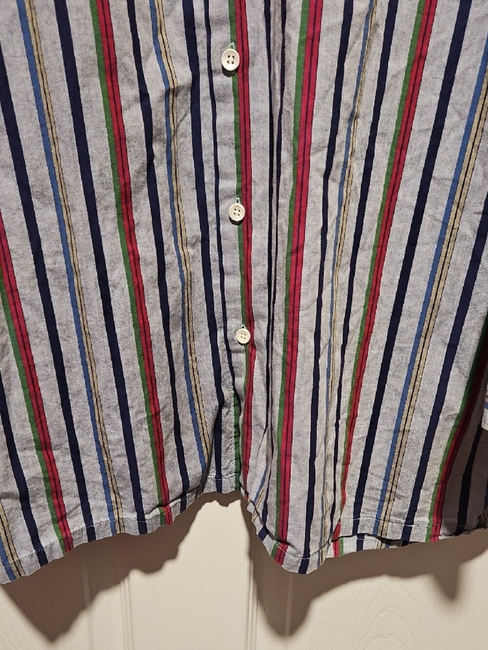 Vintage 90s Rochester Men's Multicolor Vertical Stripe Dress Shirt - Picture 5 of 6